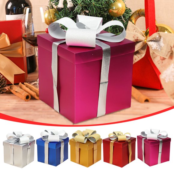 Cagogo under $5 5Pcs Christmas Gift Box, Christmas Matte Gift Boxes,Stacked Present Box Decor,Christmas Tree Scene Decoration,20cm Folding Gift Boxes,Festive Stacking Boxes,Holiday Display Prop