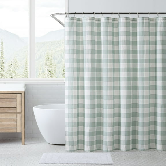 Eddie Bauer Cabin Plaid Green Cotton 72X72 Shower Curtain