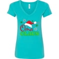 thumbnail image 3 of Inktastic Oma Claus with Christmas Santa Hat and Snowflakes Women's V-Neck T-Shirt, 3 of 5