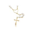 thumbnail image 3 of Edforce 18k Gold Plated Heart and Pearl Rosary with Cross, 29.5 inch, 3 of 6