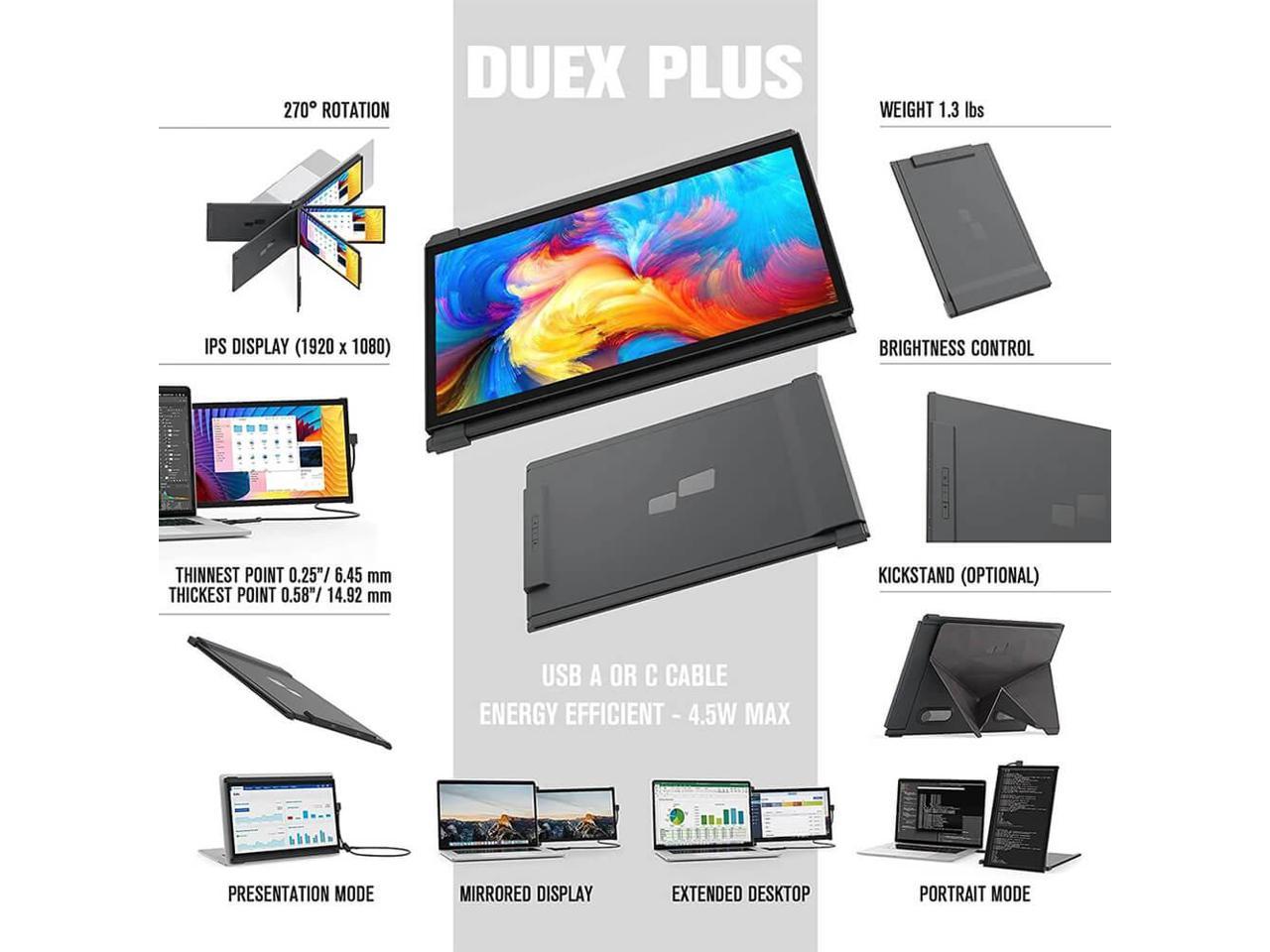 Mobile Pixels DUEX Plus 13.3" 16:9 FHD Portable Laptop LCD Monitor, Deep  Gray