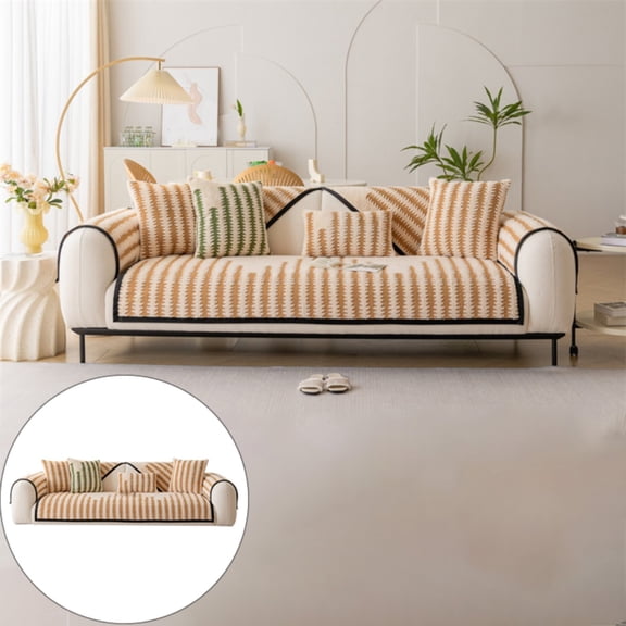 1X Sofa Cushion Thickened Soft Plush Sofa Decoration Couch Cover Warm Plush Sectional Couch Cover Fuzzy Furry Non Slip Sofa Slipcover Furniture Protector Sofa Cover