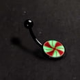 thumbnail image 5 of Body Candy Womens 14G Steel Black Navel Ring Piercing Glow In Dark Holiday Peppermint Candy Belly Button Ring, 5 of 8