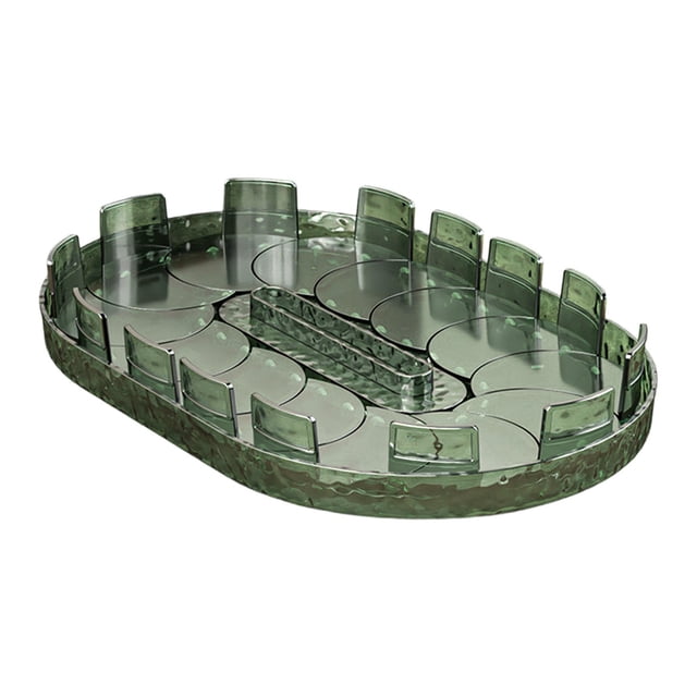 Organizador de plato giratorio para refrigerador, bandeja giratoria antideslizante de material PET de 360 grados. Verde
