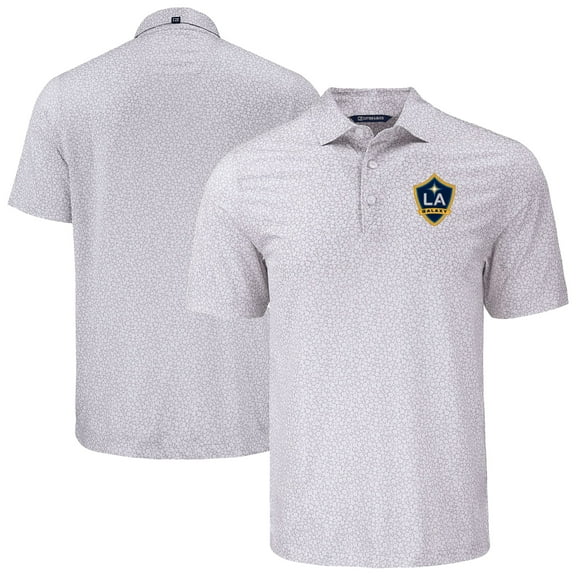 Men's Cutter & Buck  Gray LA Galaxy Pike Eco Flora Print Recycled Polo