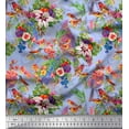 thumbnail image 1 of Soimoi Velvet Fabric Birds,Leaves & Lily Floral Printed Fabric 1 Yard 58 Inch Wide, 1 of 3