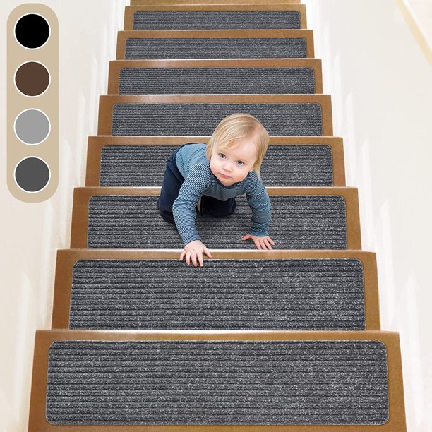 Sanmadrola Stair Treads NonSlip Carpet Mat 30inX8in Indoor Stair