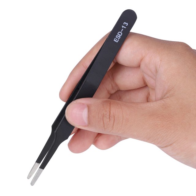 Juego De Pinzas Antiestáticas De Acero Inoxidable, Herramientas Artesanales De Mantenimiento De Reparación Segura Con Funda Protectora, Precisión ESD 13 Para Fabricación De