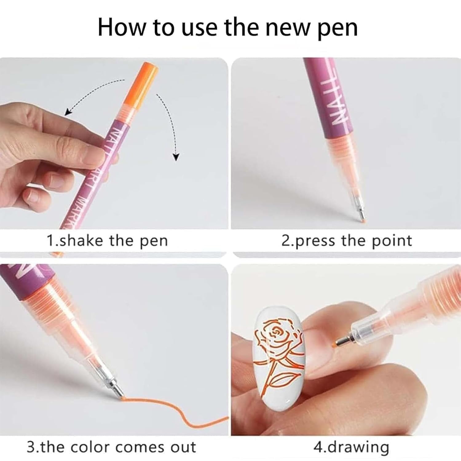 Acrylic Paint Pen for Nail Painting,12 Color Set with Ultra-Fine 0.5mm/0.01in Metal Tip for Precise Dotting,Lining & Drawing,Fast-Drying & Portable with Eco-Friendly PP Barrel for DIY Nail Art Design