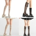 thumbnail image 2 of Women's Fishnet Knee Highs Socks Sheer Lace Trouser Socks Bows Calf Socks, 2 of 21