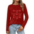 thumbnail image 2 of NuoCaiYun Valentine'S Day Tshirts Tops Women'S Fashion Print Round-Neck Long Sleeve Casual Regular Comfy Blouse, 2 of 6