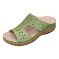 thumbnail image 4 of Rokment Women's Orthopedic Wedges Arch Support Slip on Dress Sandals Comfortable Fashion Casual Leather Platform Walking Slides Slippers for Beach Summer Green Size 8.5, 4 of 5