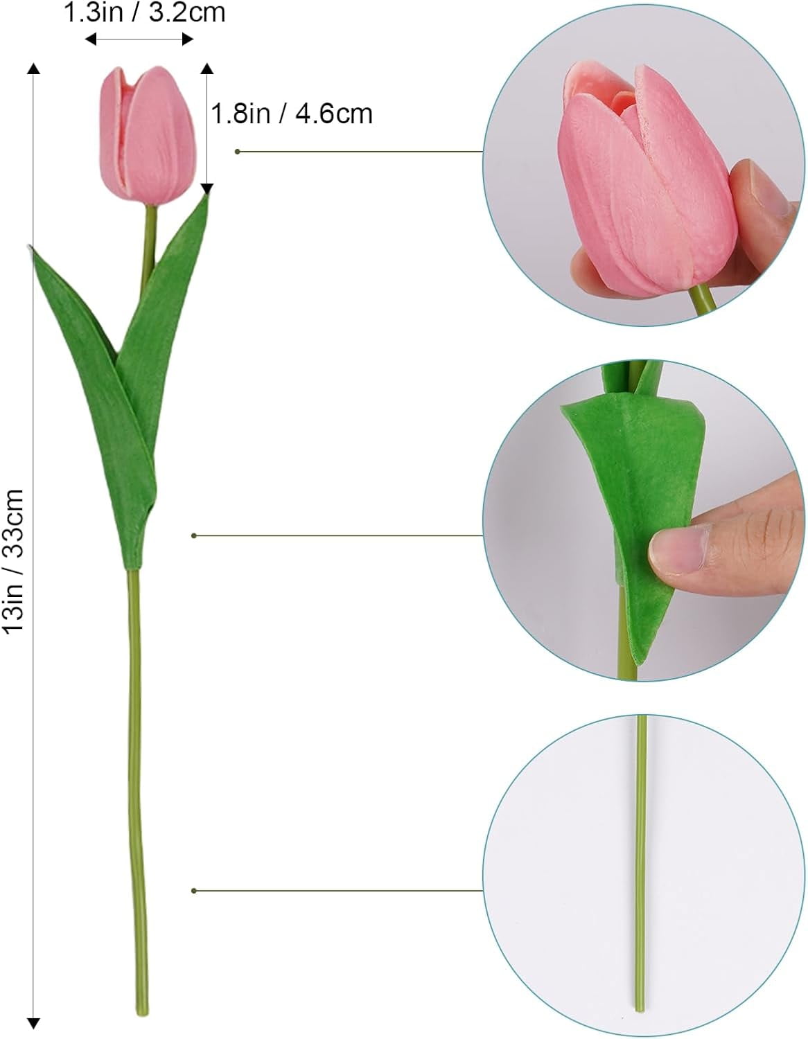 Pink Tulips with Stems 10 pcs Fake Tulips Soft PU Pink Flowers Artificial Faux Latex Real Touch Tulips Artificial Flowers Bouquet for Office Party Arrangement Valentines Mothers Day Decor
