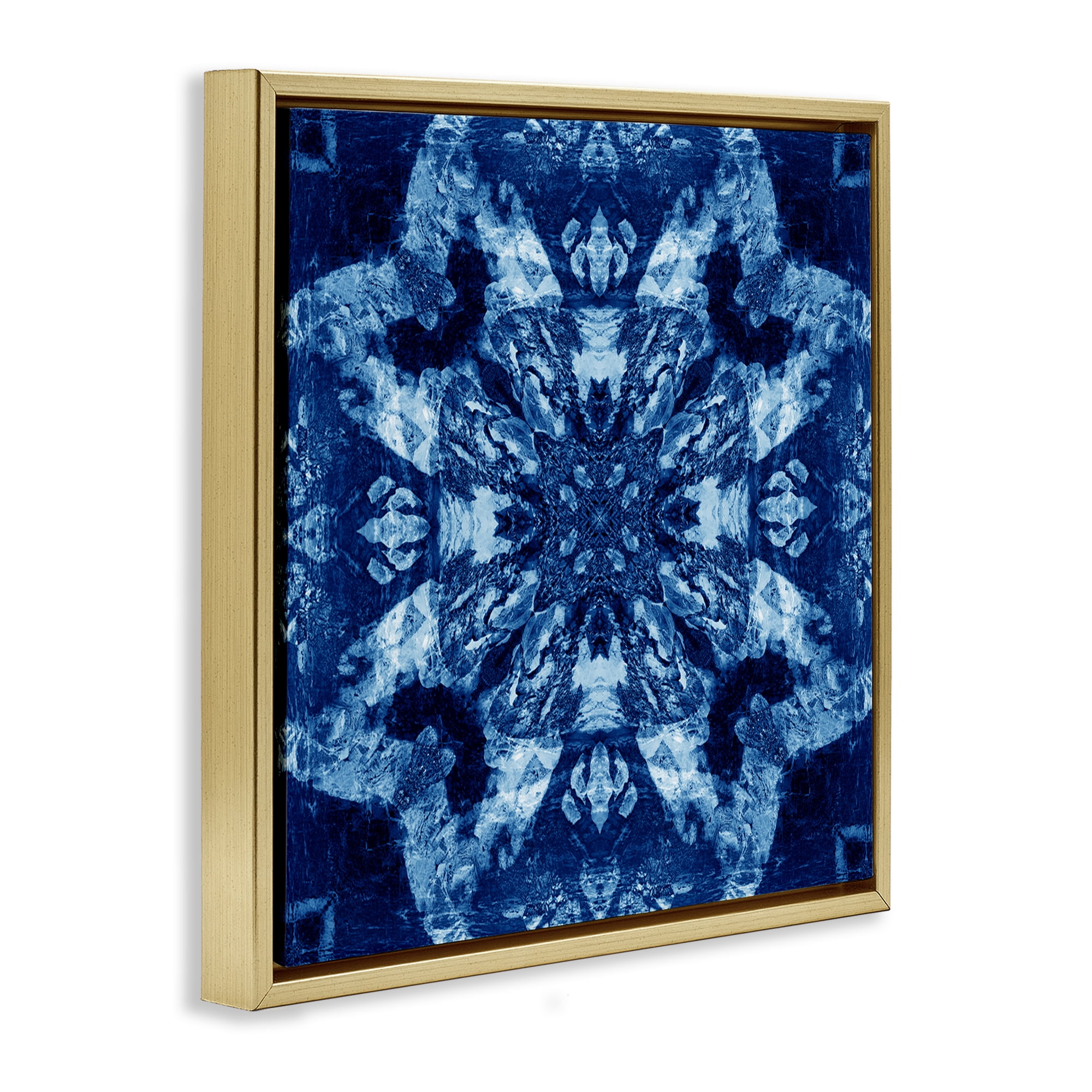 Stupell Industries Geometric Symmetry Pattern Abstract Painting Gold Floater Framed Canvas Art Print Wall Art, 18 x 18