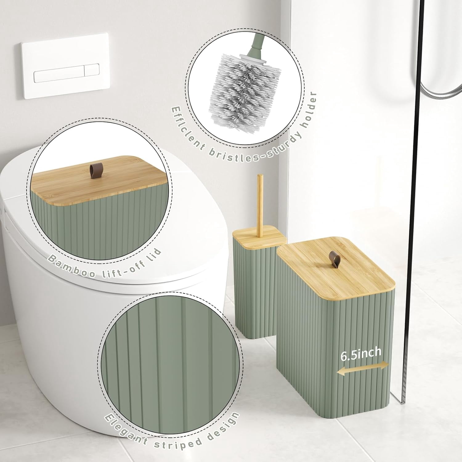 Bathroom Accessory Set - White Bathroom Set, 12PC Bathroom Accessories Set, White Bathroom Accessories Set, Mini Trash Can, Toilet Brush, Trash Can & Soap Dispenser