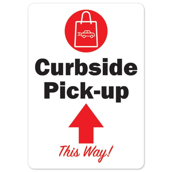 Public Safety Sign - Curbside Pick-up This Way Up Arrow | Vinyl Decal | Protect Your Business, Municipality, Home & Colleagues | Made in the USA
