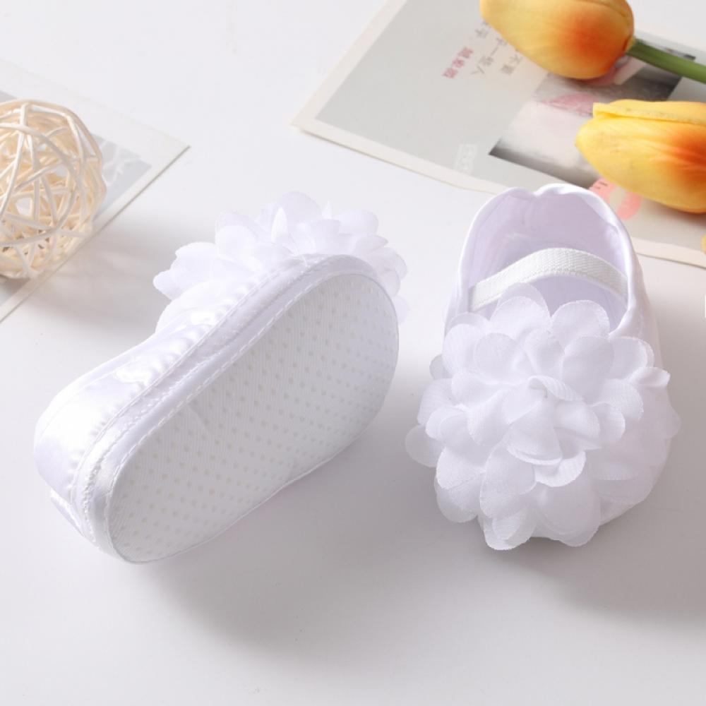 Baby Girls Bowknot Princess Shoes Headband Set,Soft Sole Floral Mary Jane Flats Infant Princess Prewalkers Toddler Wedding Dress Shoes,Non-Slip Toddler First Walkers Christening Baptism Crib Shoes - image 4 of 7