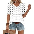 thumbnail image 5 of Womens Summer Tops V Neck T Shirts Dot Puff Sleeve Tops Loose Casual Tshirts, 5 of 5