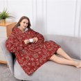 thumbnail image 5 of Oversized Wearable Blanket Hoodie,Red Christmas Scene Pattern Sherpa Blanket Hoodie with Super Pockets,Super Warm Fuzzy Pullover for Women & Men, 5 of 6