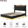 thumbnail image 2 of Moderno tamaño completo floating marco de cama con LED lights & usb estación de carga-forrado platform con cabecero-solid wood slats support-fácil montaje & noise-free-negra, 2 of 6