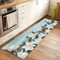 thumbnail image 2 of Spring Flowers 2'x6' Runner Rugs for Hallway Kitchen Bedside Non Slip, White Magnolia Blossom Botanical Blue Green Entryway Rug Runners with Rubber Backing, Long Carpet Runner for Laundry Room, 2 of 8