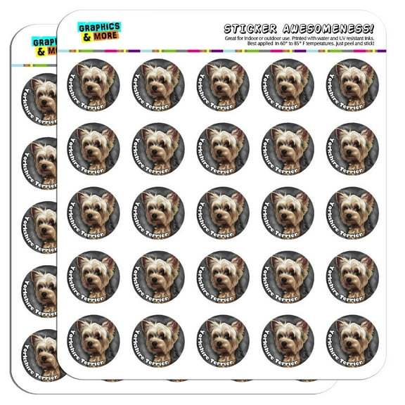 Yorkshire Terrier Yorkie Dog Pet 1" Scrapbooking Crafting Stickers