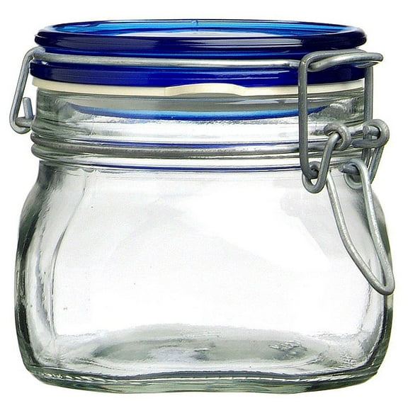 Bormioli Rocco Fido Swing Top Canning Jar with Blue Lid | 17.5oz (0.5L)