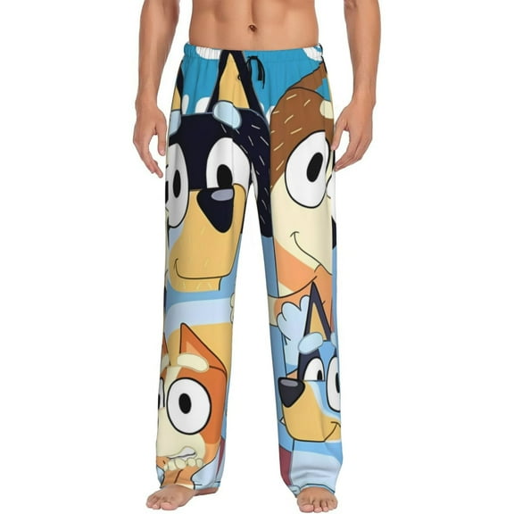 Silaia Bluey Print Mens Pajama Pants,Sleep & Lounge Pants, Men's Pajama Bottoms,PJ Bottoms with Pockets and Drawstring/Elastic Waist-