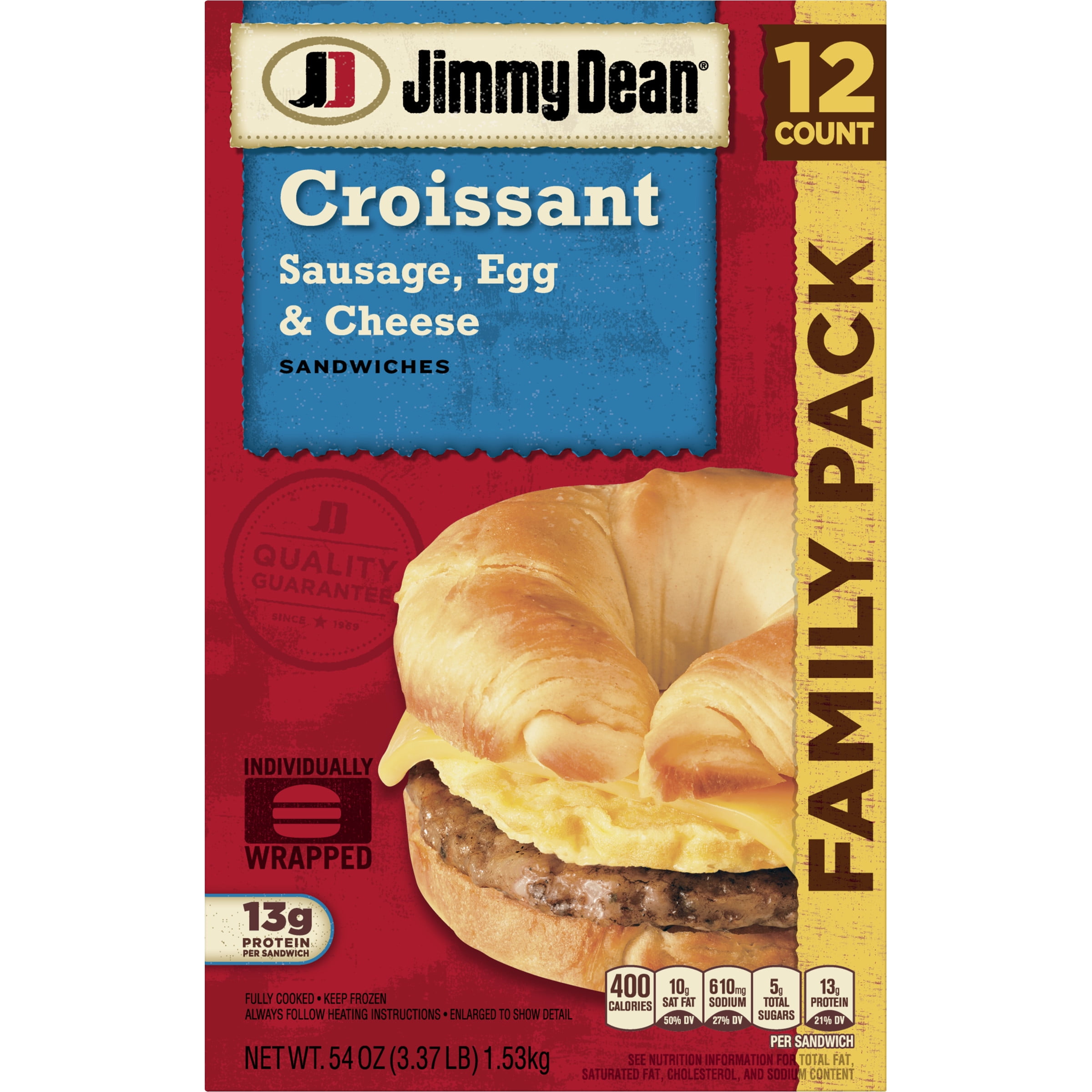 Jimmy Dean® Sausage, Egg & Cheese Croissant Sandwiches, 12 Count