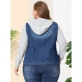 thumbnail image 4 of Women's Plus Size Layered Drawstring Hood for Women Denim Utility Jacket W Pockets Dark Blue 1X, 4 of 6