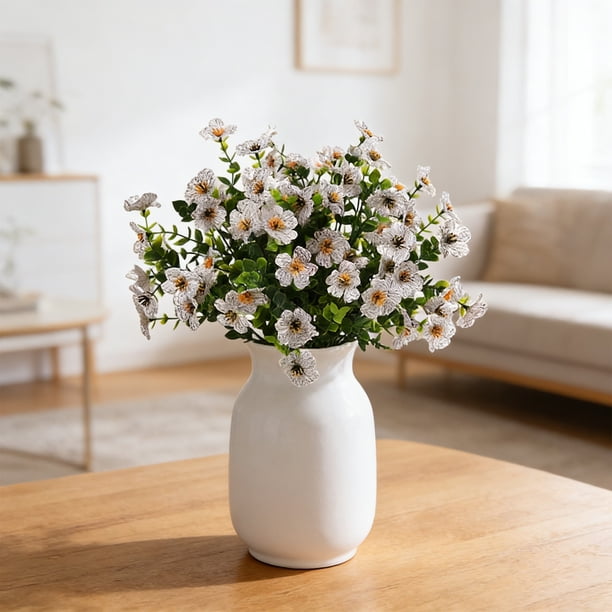 Artificial Eucalyptu And Violet Plastic Flowers Outdoor Home And Garden Decorative Bouquets