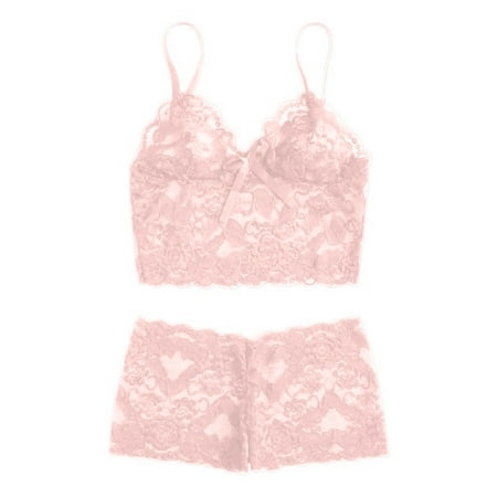 

Vedolay Bra And Panty Sets For Women Pajamas Lace Underwear Steel Sleepwear Lingerie Ring Garter Fashion Brief Men(Pink 4XL)