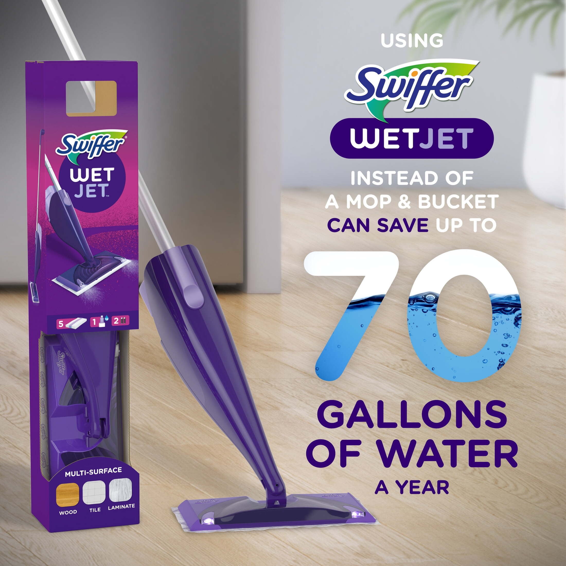 Swiffer WetJet Power Mop Starter Kit for Multi-Surface, Wood Floor