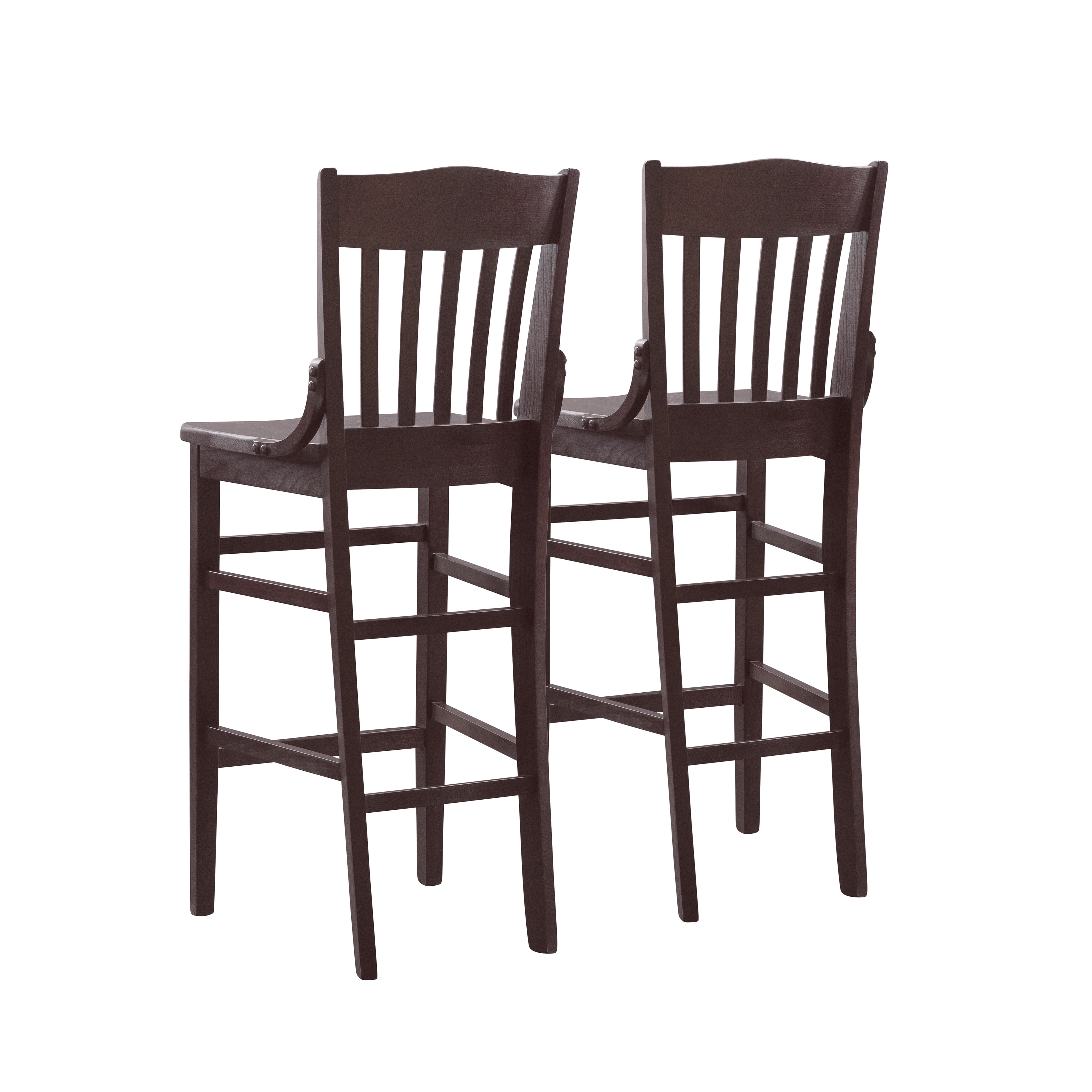 Linon Judah High Back 30" Bar Stools Set, 2-Piece, Brown Finish