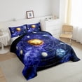 thumbnail image 3 of Outer Space Comforter Set Queen Universe Themed Bedding Set Teens Solar System Bedding Comforter Sets, Purple Galaxy Starry Sky Duvet Insert Outer Planet Print Quilt 3 Pcs, 3 of 7