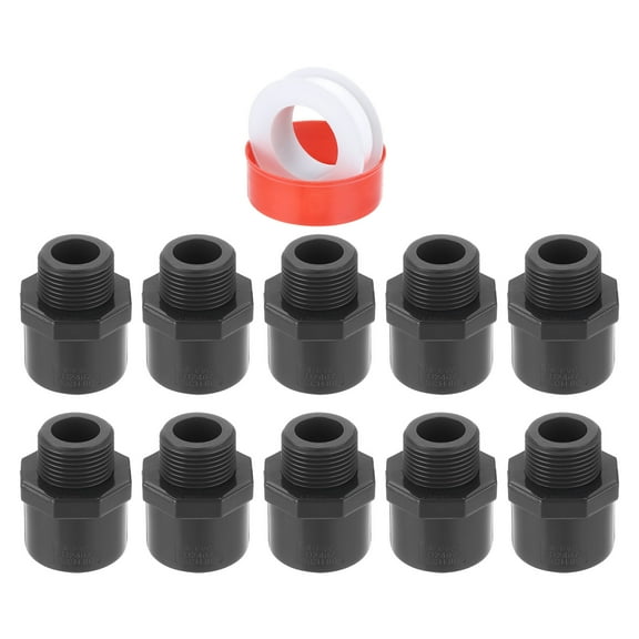 Uxcell 10Pcs 3/4" Male Adapter Pipe Fitting Fit for SCH40 Slip Coupling, Dark Grey