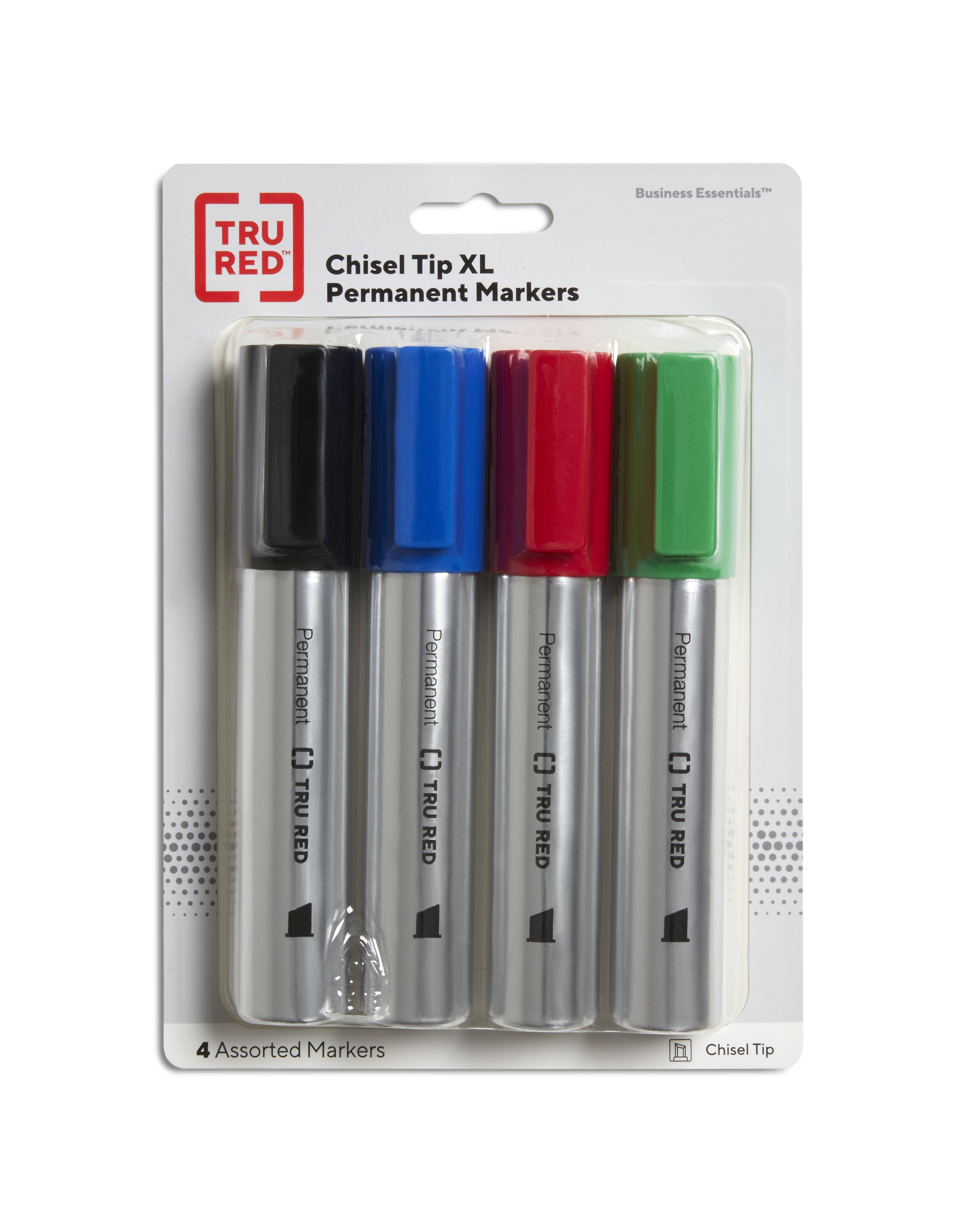 TRU RED XL Tank Permanent Markers, Chisel Tip, Assorted TR56935