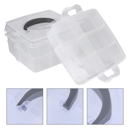 Omeite Three-layer detachable PP plastic storage box (transparent white)