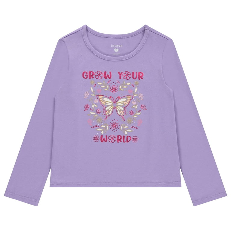 BTween Girls Multi-Shirt Pack, 4 Long Sleeve Fashion Ribbed