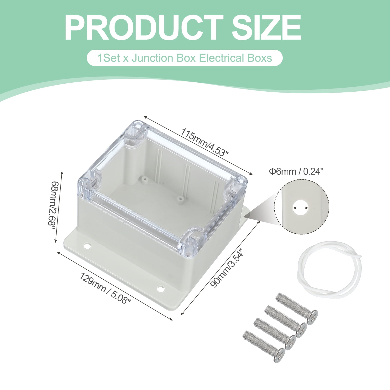 Uxcell Junction Box, Electrical Enclosure Box ABS Plastic Waterproof Outlet Plug Cover Cord Protector with Mounting Plate for Outdoor Indoor Electric Projects White/Transparent 115 x 90 x 68 mm