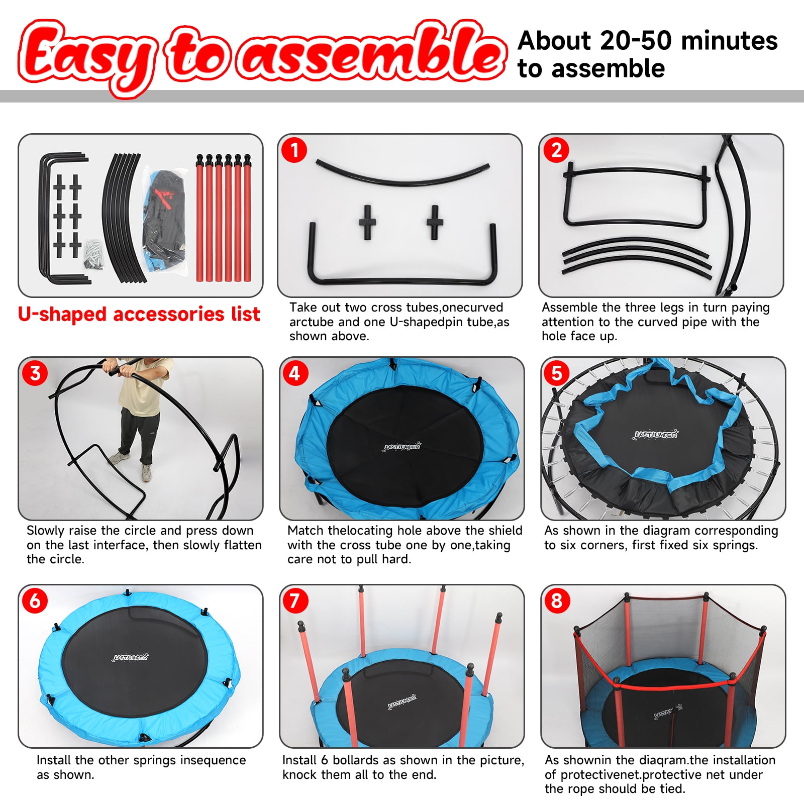 LASTJUMPER 5FT Trampoline for Kids, 60"Mini Indoor & Outdoor Small Toddler Trampoline with Basketball Hoop, Dart Board, Ocean Ball ,Baby Trampoline Toys, Birthday Gifts for boy,Blue