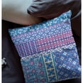 thumbnail image 3 of Flower Castle Patchwork Indoor/Outdoor Pillow in Navy Maroon 26x26, 3 of 5