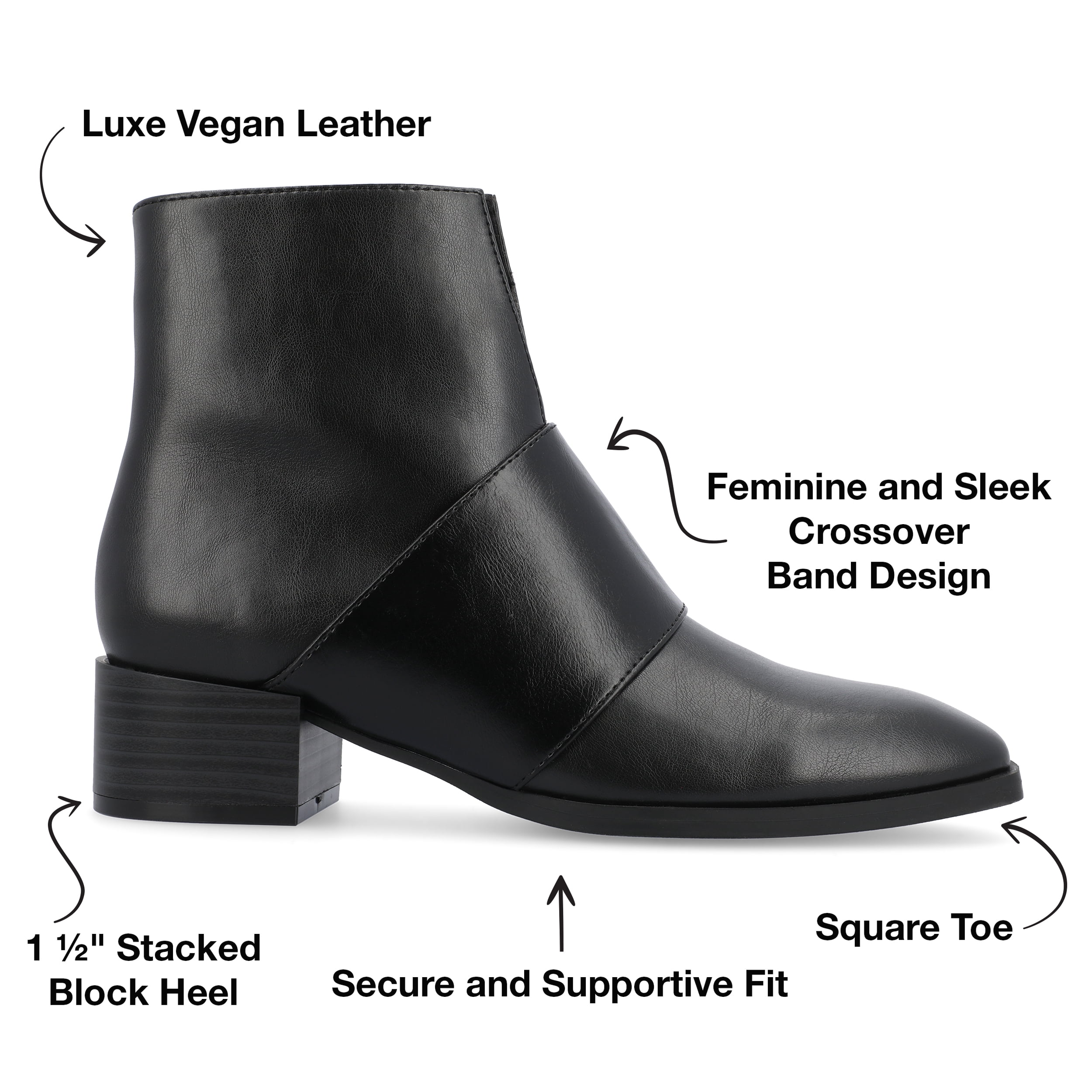 Journee Womens Kyler Two Tone Square Toe Booties