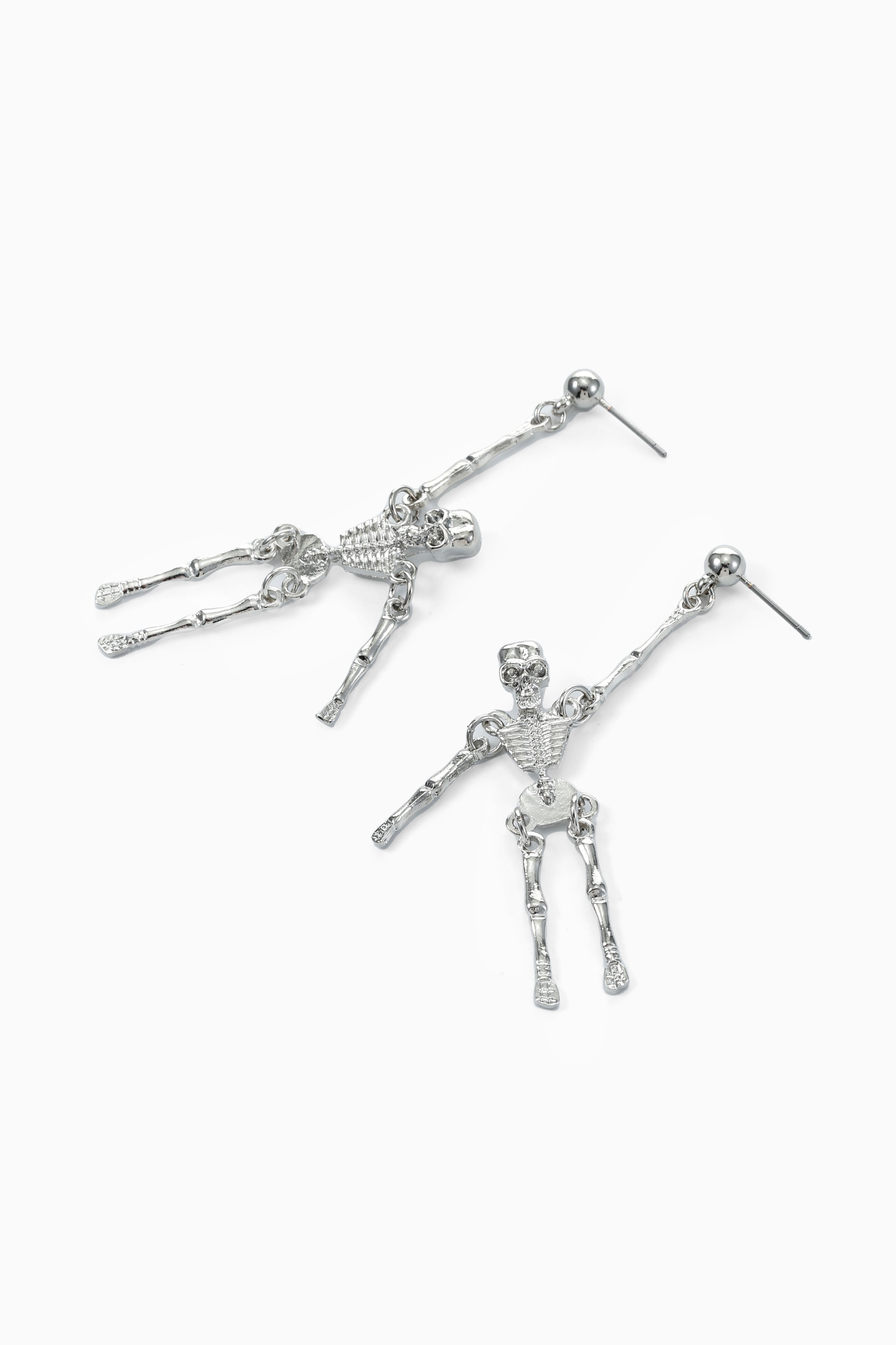Way to Celebrate Skeleton Halloween Silver Dangle Earrings, 1 Pair