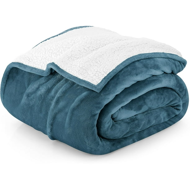 Utopia Bedding Sherpa Blanket Full Size Stone Blue 90x84 Inches 480GSM Thick Warm Plush Fleece Reversible Blanket for Bed Sofa Couch Camping and Travel Walmart