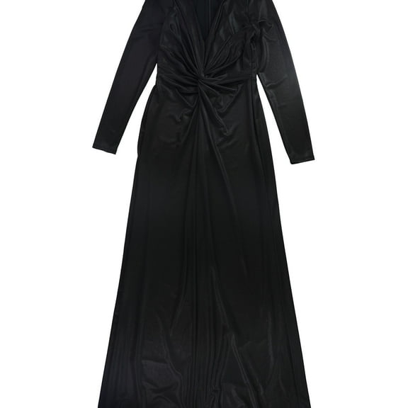 Ralph Lauren Womens Twist Front Gown Dress, Black, 2