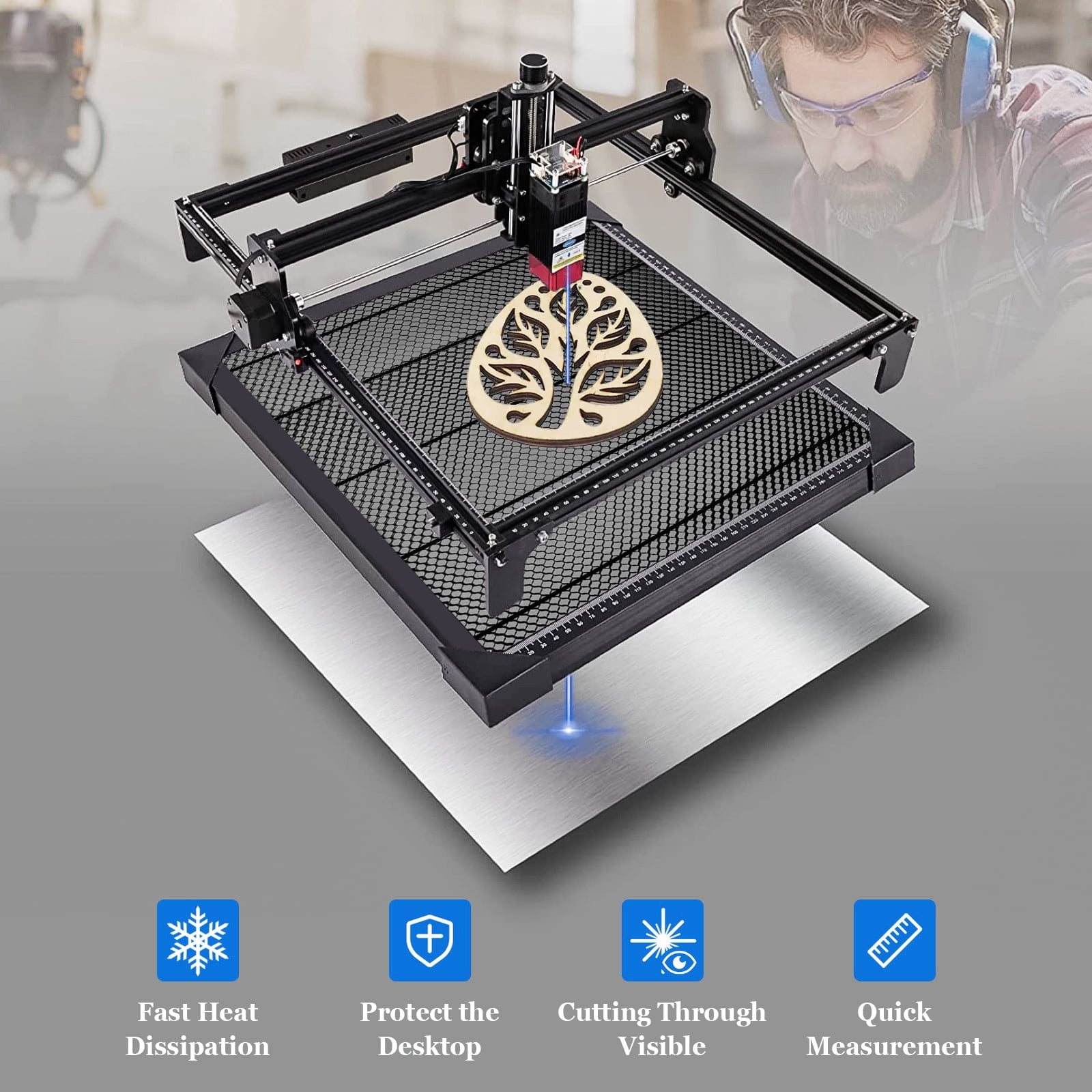 440*440mm Honeycomb Laser Bed,Honeycomb Working Panel Set, Laser Bed for Diode or CO2 Laser Engraver Cutting Machine, Steel Honeycomb Table,Laser Grid of Engraver Accessories(17.32x17.32x0.87in)