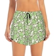 thumbnail image 2 of Picia Cute Frog Pattern Women's 2 in 1 Athletic Running Shorts High Waisted Workout Casual Gym Sweat Shorts with Comfy Liner Zipper Pockets-, 2 of 9