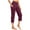 B139 Wine womens capris for summer clearance under $5, variant on Women Capri Pants On ! Cagogo Women's High Waisted Capris Pants with Pockets Stretch Plus Size Wide Leg Beach Lounge Cropped Pants Casual Summer Elastic Waist Comfy Capri Trousers