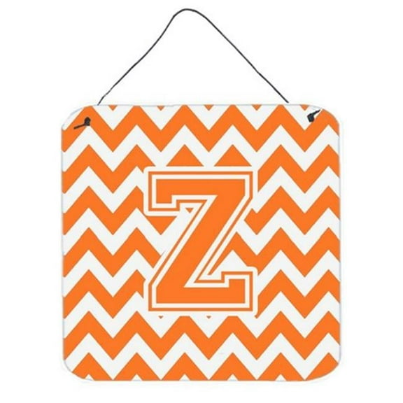 Letter Z Chevron Orange & White Wall or Door Hanging Prints